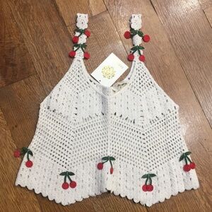 Rebellion Crocheted Cherry Tank Top size Small